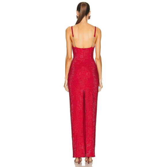 AREA Crystal Embellished Gown in Red - Picture 4 of 8